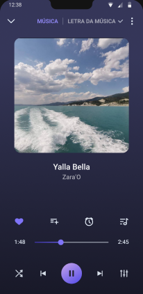 Скриншот приложения аудиоплеера с плейлистом